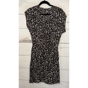 Ulla Johnson Size 6 Dress Black Grey Animal Print Chic 100% Silk